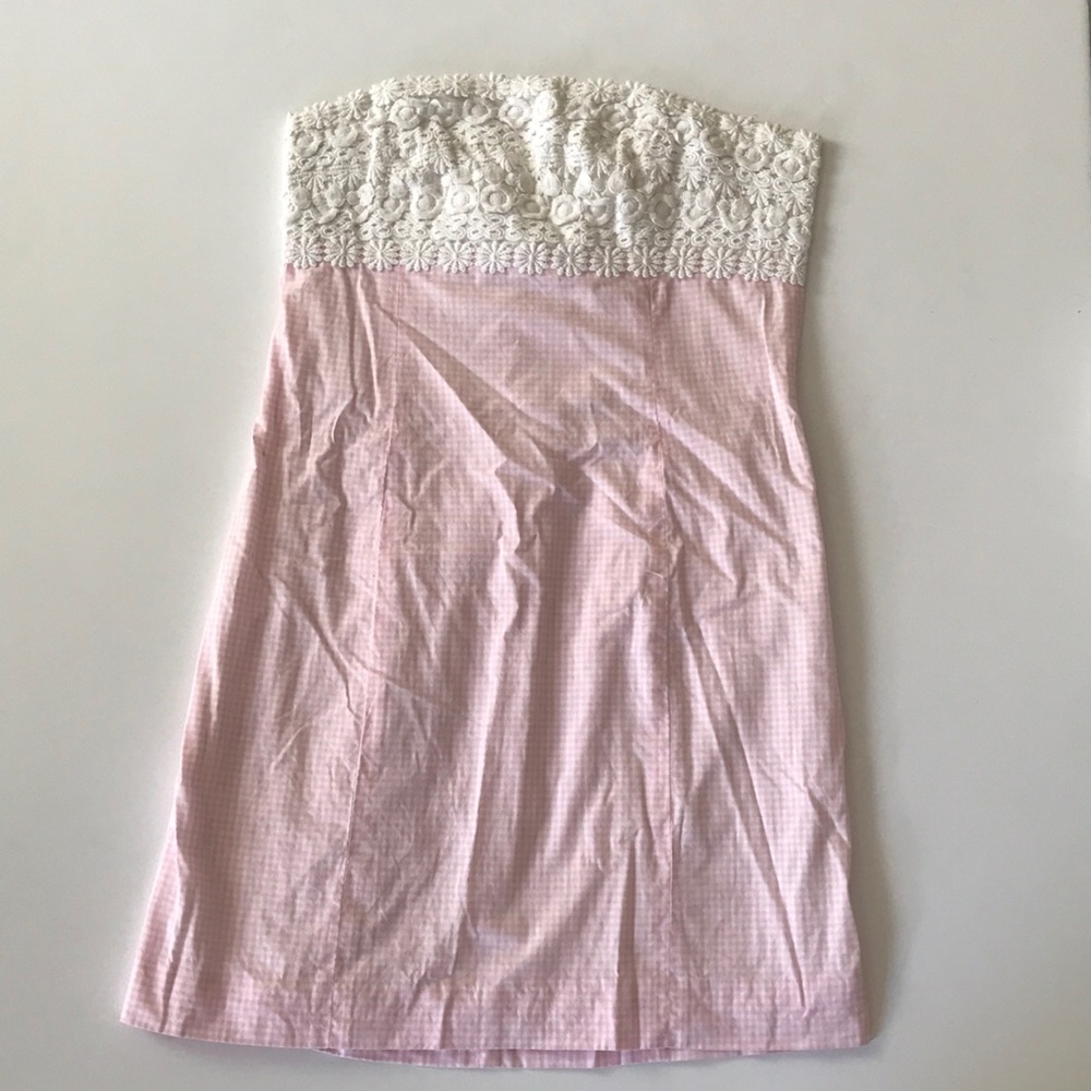 classic lilly pulitzer strapless gingham dress